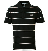 Calvin Klein Black and White Stripe Pique Polo