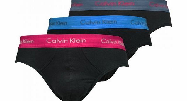 Calvin Klein Black Briefs 3 Pack (Small) (Grey / Pink / Blue Waistband)