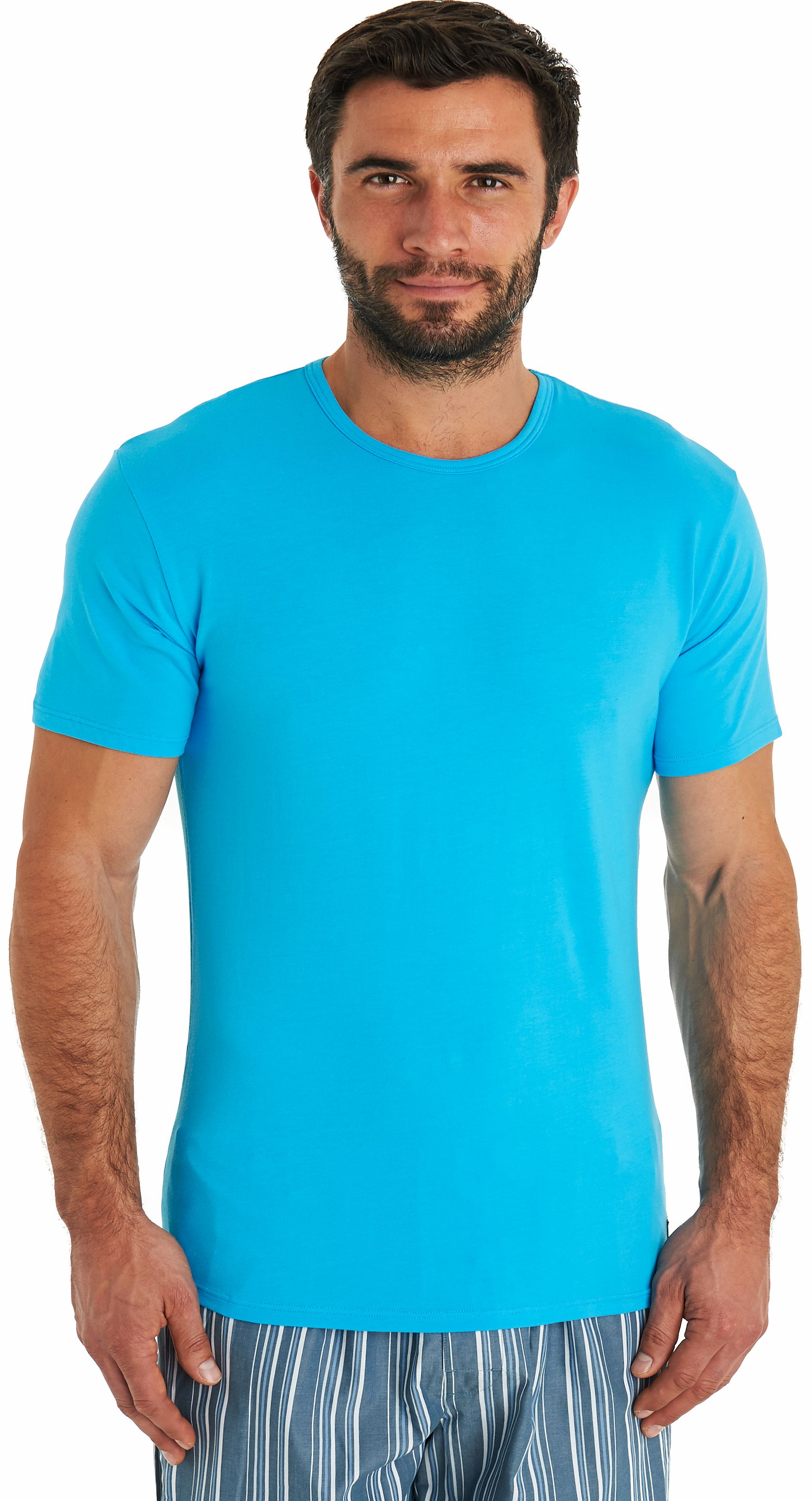 Blue Crew Neck Cotton T-Shirt