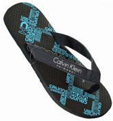 Calvin Klein Blue `Slider` Flip Flops