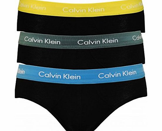 Calvin Klein Cotton Stretch 3 Pack Hip Brief, Blue/Green/Yellow Large Blue/Green/Yellow