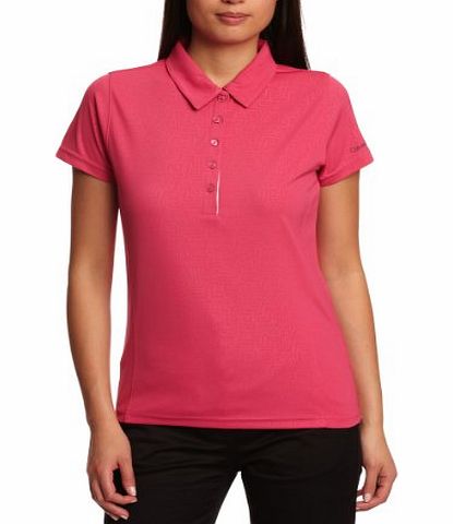 Womens Embossed Polo Shirts - Pink, Large