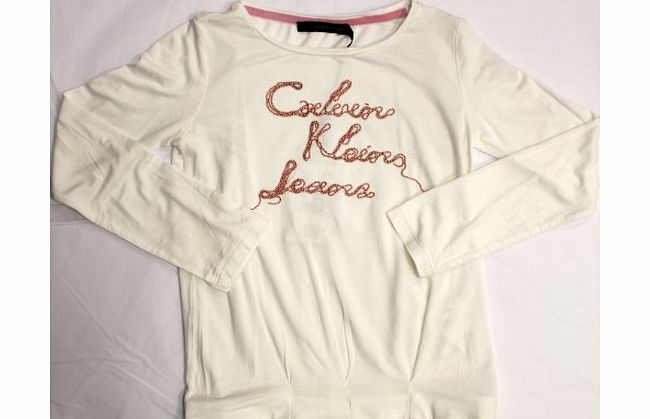 Calvin Klein Girls Cream T-Shirt W/Copper Logo (14 Years)
