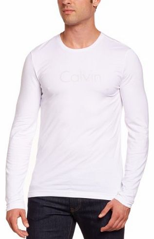 Calvin Klein Jeans Mens Logo Round Collar Long sleeve T-Shirt - White - White - XX-Large