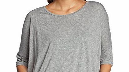 Womens Crew Neck 3/4 sleeve T-Shirt - Grey - Grau (LIGHT GREY HEATHER 073) - 10