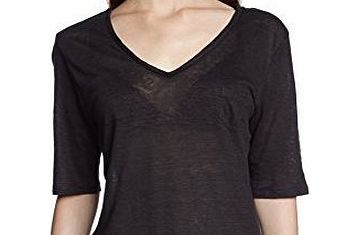 Womens V-Neck 3/4 sleeve T-Shirt - Black - Schwarz (METEORITE-PT 965) - 12