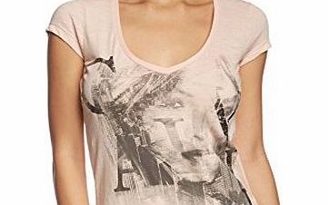 Womens V-Neck Short Sleeve T-Shirt - Pink - Rosa (CAMEO ROSE-PT 649) - 14