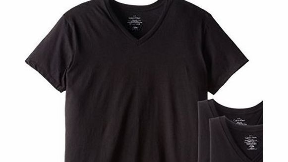 Calvin Klein Mens Classic Fit V-Neck T-Shirts 3-Pack, Black, Medium