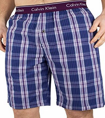 Calvin Klein Mens Collins Plaid Pyjama Shorts, Blue, Medium