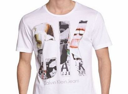 Calvin Klein Mens Thore Crew Neck Short sleeve T-Shirt - White - White - Medium (Brand size: L)