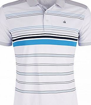 Multi Stripe Tech Golf Polo Shirt White Large