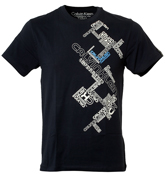 Calvin Klein Navy T-Shirt with White Printed Logo