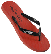Calvin Klein Red Rubber Flip Flops