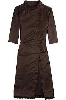 Satin feather hem dress