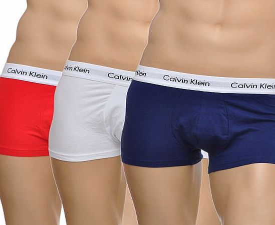 Calvin Klein Underwear Mens COTTON STRETCH Boxer Shorts, Multicoloured (Rouge/Blanc/Bleu), Small