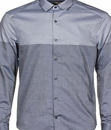 walid contrast panel long sleeve shirt Navy M