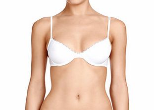 White cotton blend underwired bra