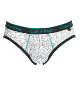 Calvin Klein White Printed Logo Hip Briefs