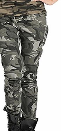 Calvinmetoo Women Camouflage Camo Printed Pants Skinny Trousers Size S