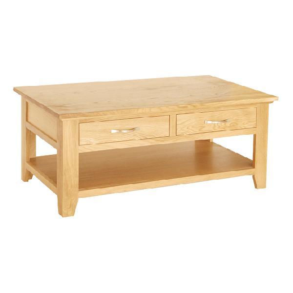 cambridge Oak Coffee Table with 4 Drawers