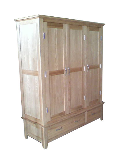 cambridge Oak Triple Wardrobe with Two Drawers