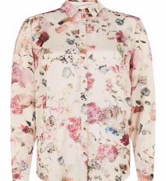 Cameo Rose Cream Sateen Floral Print Blouse