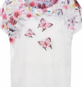 Cameo Rose Pink Butterfly Print T-Shirt 3519224