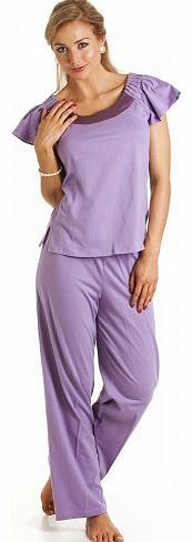 Womens Ladies Luxury Long Length Modal Cotton Lilac Pyjamas Size 10-22 18