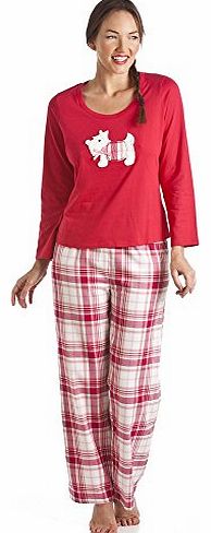 Womens Ladies Red Scotty Dog Pyjama Set 10