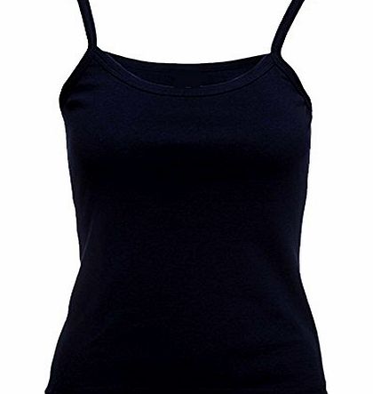 CAMISOLE Ladies Strap Camisole T Shirts Sizes 8 to 18 CASUAL SPORT LEISURE (MEDIUM 12 - 14, BLACK)