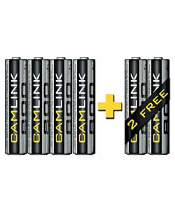 camlink AAA Rechargeable Batteries - 4 2 Free Pack