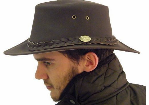 Campbell Cooper Australian Bute Leather Kangaroo Bush Hat - Brown - X-Lagre