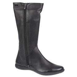 Female Sprial Zip Leather Upper Leather Lining Calf/Knee in Black