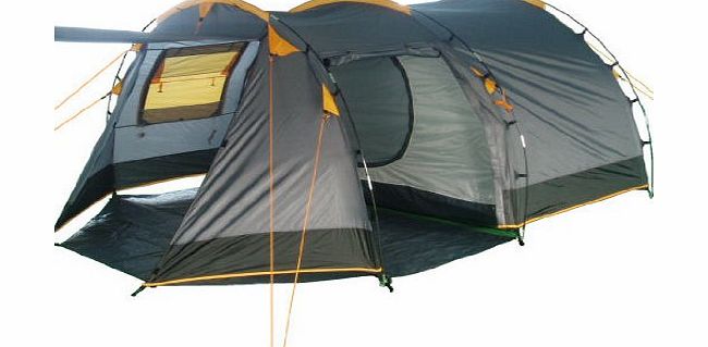CampFeuer - Tunnel Tent, 410 x 260 x 150 cm, 4 Person, Orange / Grey / Black