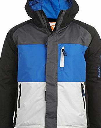 Campri Kids Ski Jacket Junior Boys Snow Coat Hooded Winter Skiwear Clothing Black/Blue 13 (XLB)