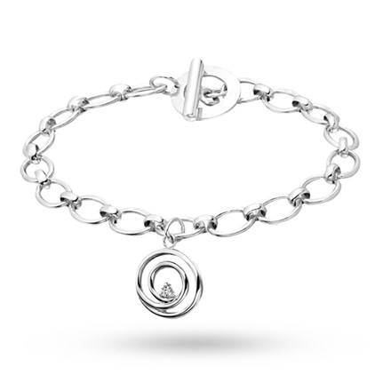 Canadian Ice Silver Diamond Spiral Charm Bracelet