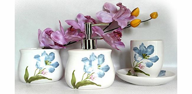 Candela Handmade Scented Candles UK 4 Piece Bathroom Set Bath Accessories Soap Dish Toothbrush Holder Soap Dispenser amp; Tumbler