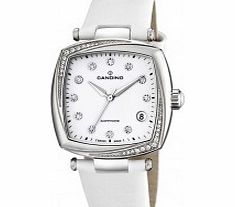 Candino Ladies Leather White Leather Strap Watch