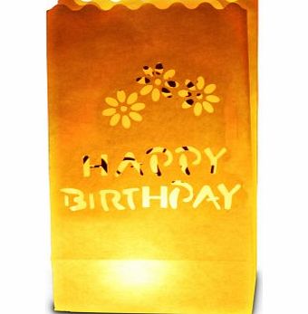 Candle Bags UK Candle Luminary Bags (Pack of 10) - Happy Birthday Design