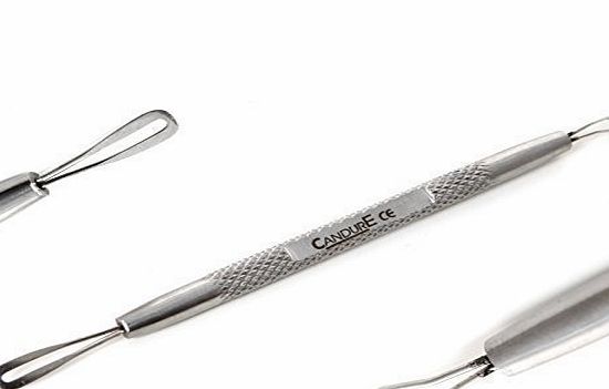 CANDURE - Professional Blackheads Whiteheads Remover Extractor Facial Tool -Flat and Round Wired Ends - Stainless