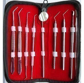 Pro Dental Hygiene Scalers and Mirror Kit Set. 8 Pieces.