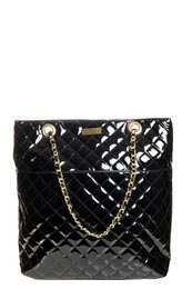 CANDY Chain Strap Patent Quilted Shopper