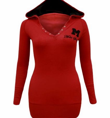 Candy Floss Fashion CANDY FLOSS NEW LADIES HOODED LONG SLEEVE MISS SEXY WOMENS T SHIRT HOODIE RED SIZE 18