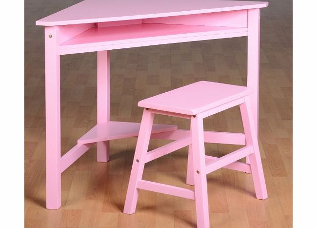 Candy Girls Corner Desk amp; Stool Wood Computer Workstation Kids Desk Chair Pink