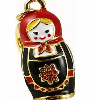 Red Black Blond Gold Russian Matrioshka Girl Doll Enamel Clip on Bracelet Pendant Charm