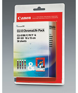 Canon CLI8 Chromalife Ink and Paper Pack