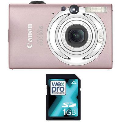 Canon IXUS 80 Pink Compact Camera with 1GB SD Card