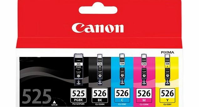 Canon Original Ink Cartridges for Pixma MG5150 / MG5250 / MG5350 / MX715 / MX885 / MX895 / ip4850 / ip4950 / IX6550 Printers - Cyan/ Magenta/ Yellow/ Black/ Large Black (Pack of 5)