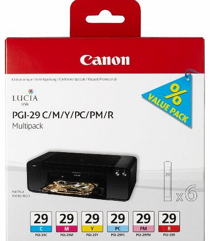 PGI29 Ink Cartridge Multi Pack - Cyan/ Magenta/ Yellow/ Photo Cyan/ Photo Magenta/ Red