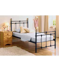 Black Single Bedstead with Cushion Top Mattress